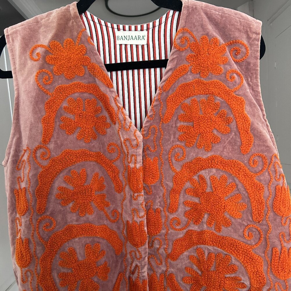 Banjaara Folk Embroidered Waistcoat - Russet